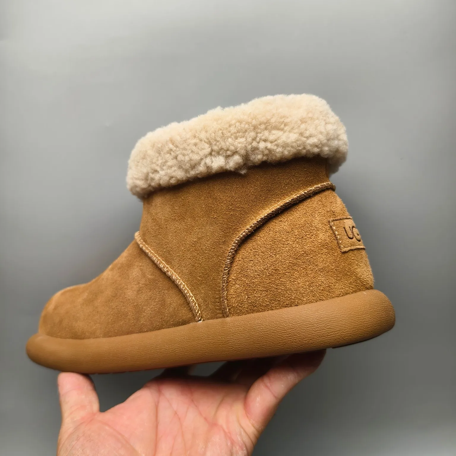 💰540 UGG sheepskin all-in-one snow boots 1618-5 rubber wear-resistant sole casual shoes Color: Gray Maroon Sand Matching size: 35-40